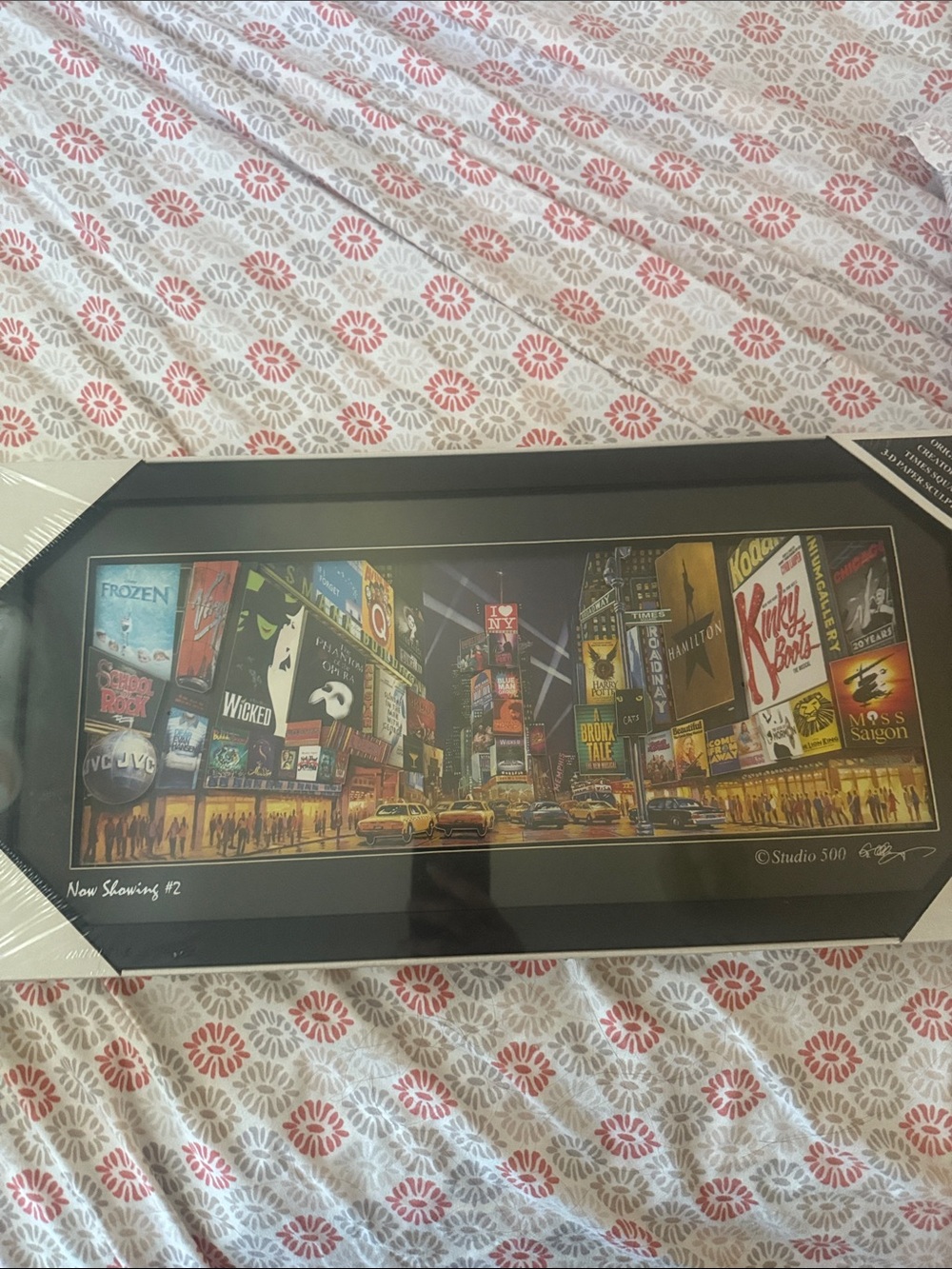 Studio Times Square Panorama Print in Black Frame with Multicolor City Lights